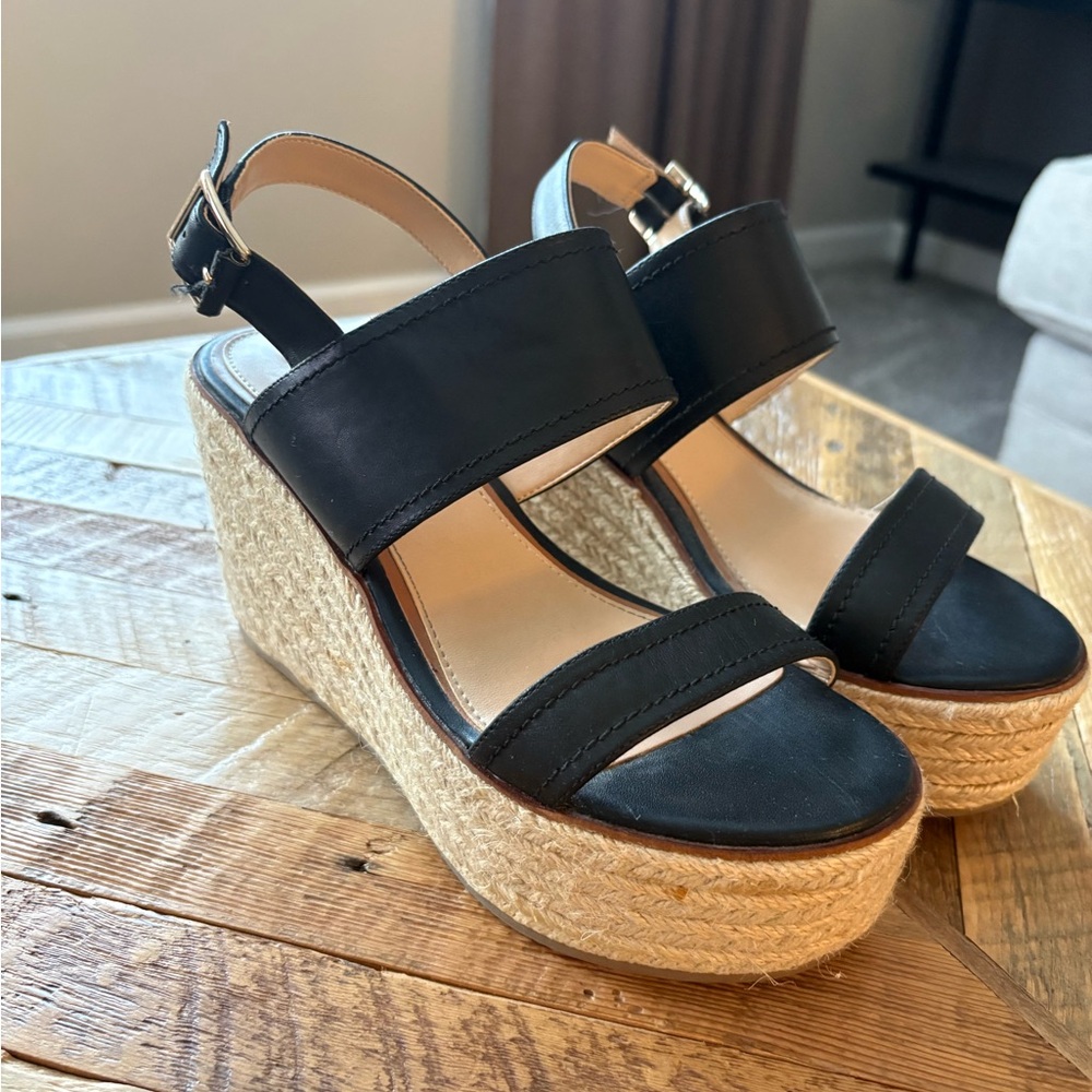 Aldo Black Espadrille Platform Wedge Sandals